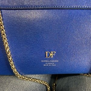 Daniela Fargion Genuine Leather Blue Handbag, Made in Italy